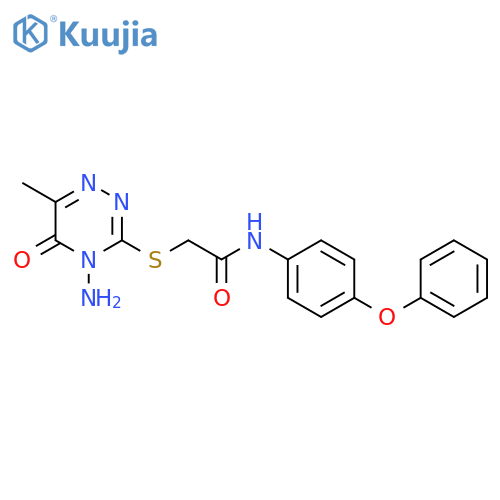 2-(4-amino-6-methyl-5-oxo-4,5-dihydro-1,2,4-triazin-3-yl)sulfanyl-N-(4-phenoxyphenyl)acetamide structure