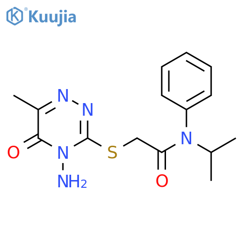 2-(4-amino-6-methyl-5-oxo-4,5-dihydro-1,2,4-triazin-3-yl)sulfanyl-N-phenyl-N-(propan-2-yl)acetamide structure