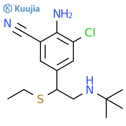 Benzonitrile, 2-amino-3-chloro-5-[2-[(1,1-dimethylethyl)amino]-1-(ethylthio)ethyl]- structure