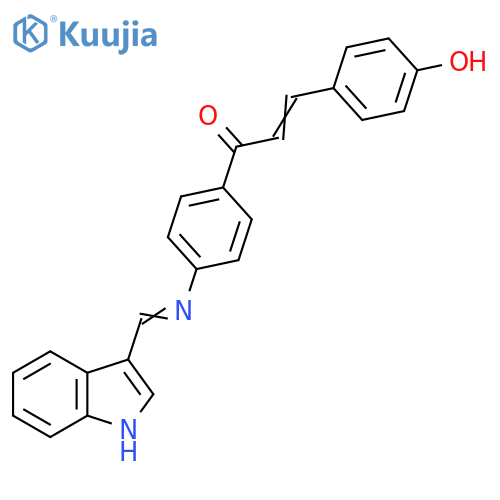 2-Propen-1-one,3-(4-hydroxyphenyl)-1-[4-[(1H-indol-3-ylmethylene)amino]phenyl]- structure