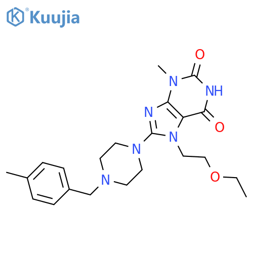 7-(2-ethoxyethyl)-3-methyl-8-[4-[(4-methylphenyl)methyl]piperazin-1-yl]purine-2,6-dione structure