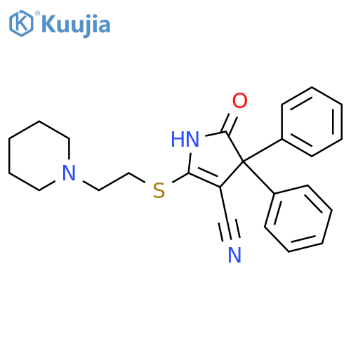 1H-Pyrrole-3-carbonitrile, 4,5-dihydro-5-oxo-4,4-diphenyl-2-[[2-(1-piperidinyl)ethyl]thio]- structure