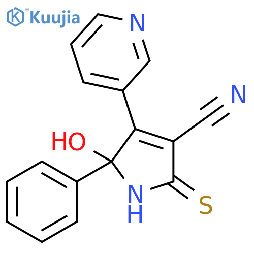 1H-Pyrrole-3-carbonitrile, 2,5-dihydro-5-hydroxy-5-phenyl-4-(3-pyridinyl)-2-thioxo- structure
