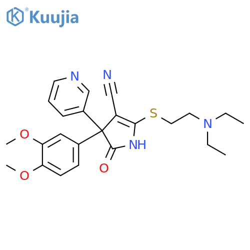 1H-Pyrrole-3-carbonitrile, 2-[[2-(diethylamino)ethyl]thio]-4-(3,4-dimethoxyphenyl)-4,5-dihydro-5-oxo-4-(3-pyridinyl)- structure
