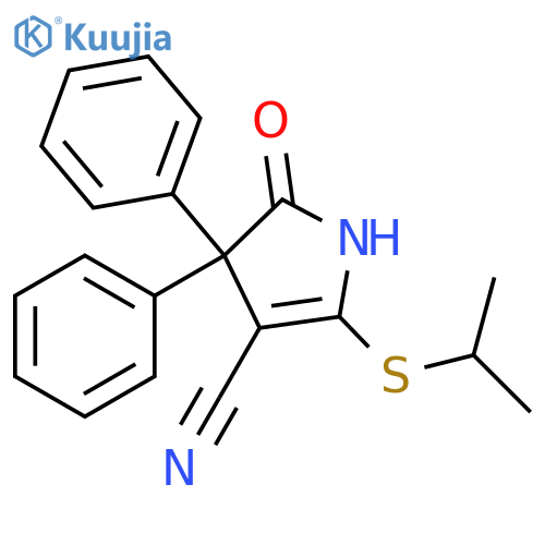 1H-Pyrrole-3-carbonitrile, 4,5-dihydro-2-[(1-methylethyl)thio]-5-oxo-4,4-diphenyl- structure