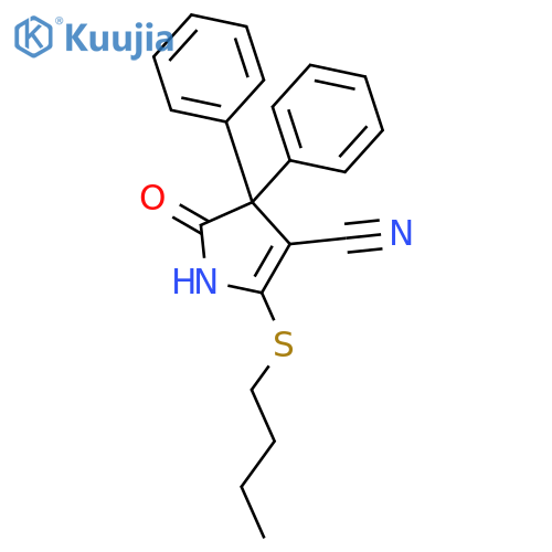 1H-Pyrrole-3-carbonitrile, 2-(butylthio)-4,5-dihydro-5-oxo-4,4-diphenyl- structure