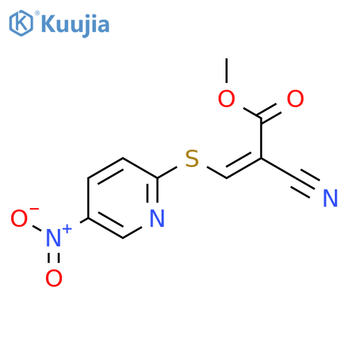 2-Propenoic acid, 2-cyano-3-[(5-nitro-2-pyridinyl)thio]-, methyl ester structure