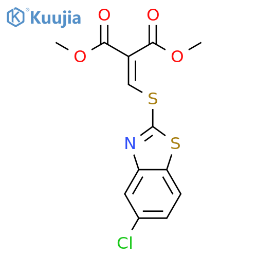 Propanedioic acid, 2-[[(5-chloro-2-benzothiazolyl)thio]methylene]-, 1,3-dimethyl ester structure