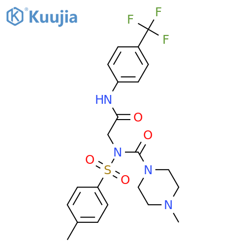 2-N-(4-methylpiperazine-1-carbonyl)4-methylbenzenesulfonamido-N-4-(trifluoromethyl)phenylacetamide structure