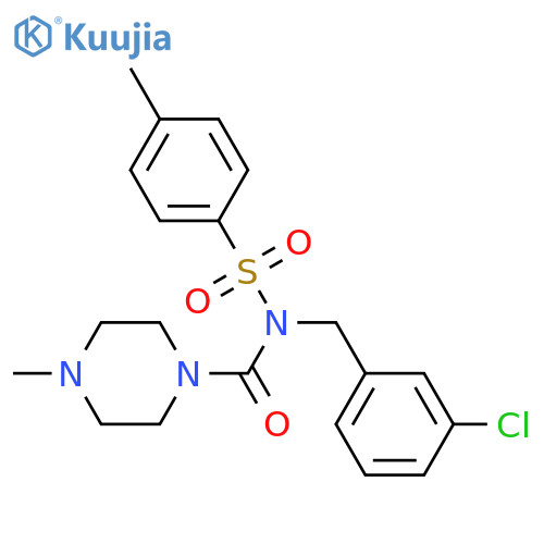N-(3-chlorophenyl)methyl-4-methyl-N-(4-methylbenzenesulfonyl)piperazine-1-carboxamide structure