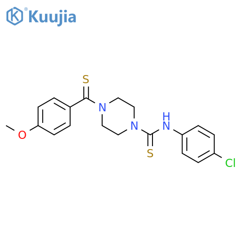 N-(4-chlorophenyl)-4-(4-methoxybenzenecarbothioyl)piperazine-1-carbothioamide structure