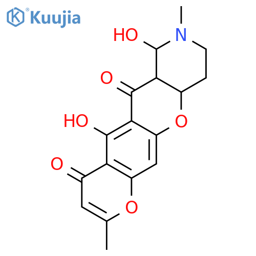 5,7-dihydroxy-2,8-dimethyl-6a,7,8,9,10,10a-hexahydro-4H,6H-pyrano[3',2':6,7]chromeno[3,2-c]pyridine-4,6-dione structure
