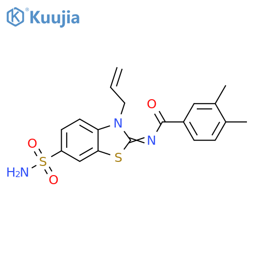 3,4-dimethyl-N-(2Z)-3-(prop-2-en-1-yl)-6-sulfamoyl-2,3-dihydro-1,3-benzothiazol-2-ylidenebenzamide structure