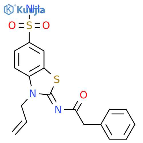2-phenyl-N-(2Z)-3-(prop-2-en-1-yl)-6-sulfamoyl-2,3-dihydro-1,3-benzothiazol-2-ylideneacetamide structure