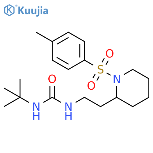 3-tert-butyl-1-{2-1-(4-methylbenzenesulfonyl)piperidin-2-ylethyl}urea structure