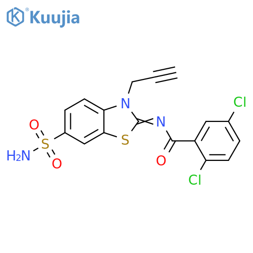 (Z)-2,5-dichloro-N-(3-(prop-2-yn-1-yl)-6-sulfamoylbenzo[d]thiazol-2(3H)-ylidene)benzamide structure