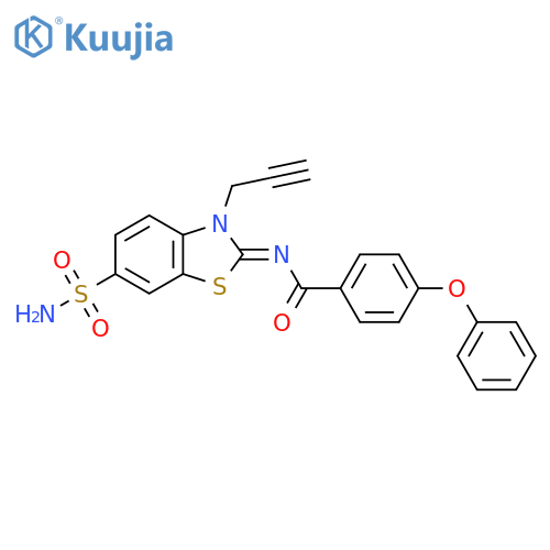 4-phenoxy-N-(2Z)-3-(prop-2-yn-1-yl)-6-sulfamoyl-2,3-dihydro-1,3-benzothiazol-2-ylidenebenzamide structure