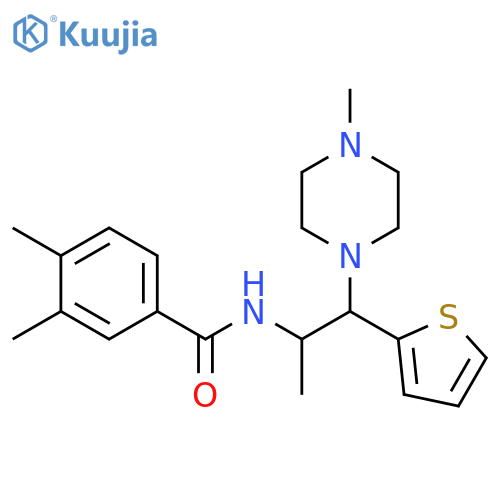 3,4-dimethyl-N-1-(4-methylpiperazin-1-yl)-1-(thiophen-2-yl)propan-2-ylbenzamide structure