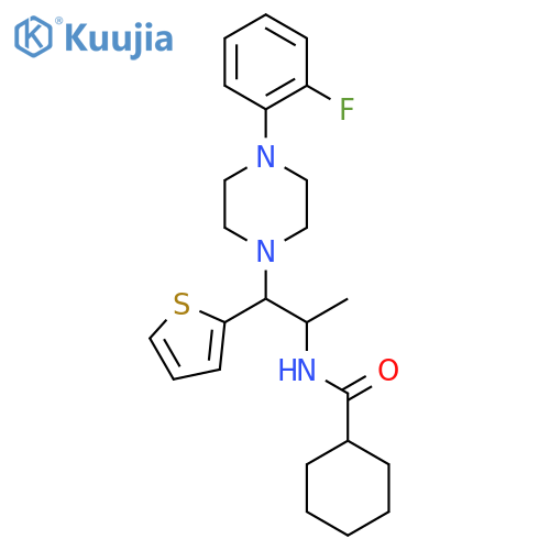 N-{1-4-(2-fluorophenyl)piperazin-1-yl-1-(thiophen-2-yl)propan-2-yl}cyclohexanecarboxamide structure