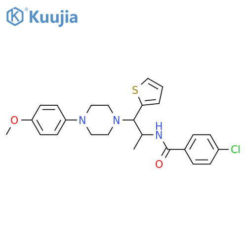 4-chloro-N-{1-4-(4-methoxyphenyl)piperazin-1-yl-1-(thiophen-2-yl)propan-2-yl}benzamide structure