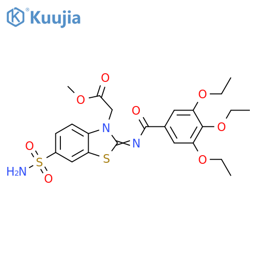 methyl 2-(2Z)-6-sulfamoyl-2-(3,4,5-triethoxybenzoyl)imino-2,3-dihydro-1,3-benzothiazol-3-ylacetate structure