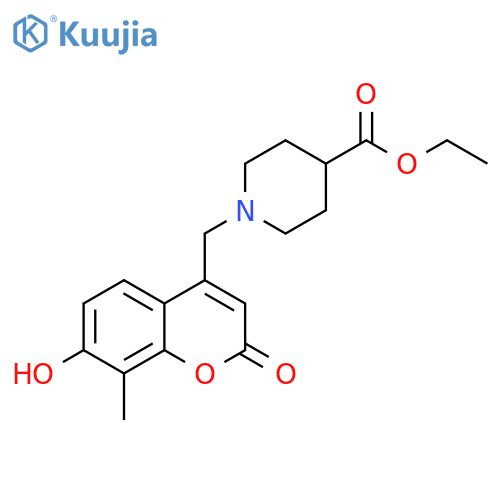 ethyl 1-(7-hydroxy-8-methyl-2-oxo-2H-chromen-4-yl)methylpiperidine-4-carboxylate structure