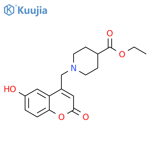 ethyl 1-(6-hydroxy-2-oxo-2H-chromen-4-yl)methylpiperidine-4-carboxylate structure