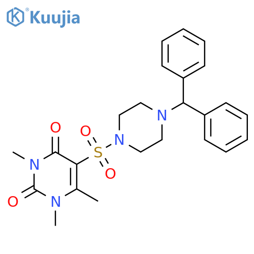 5-{4-(diphenylmethyl)piperazin-1-ylsulfonyl}-1,3,6-trimethyl-1,2,3,4-tetrahydropyrimidine-2,4-dione structure