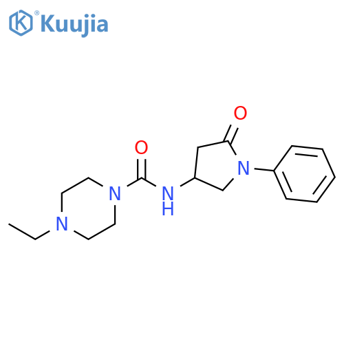 4-ethyl-N-(5-oxo-1-phenylpyrrolidin-3-yl)piperazine-1-carboxamide structure