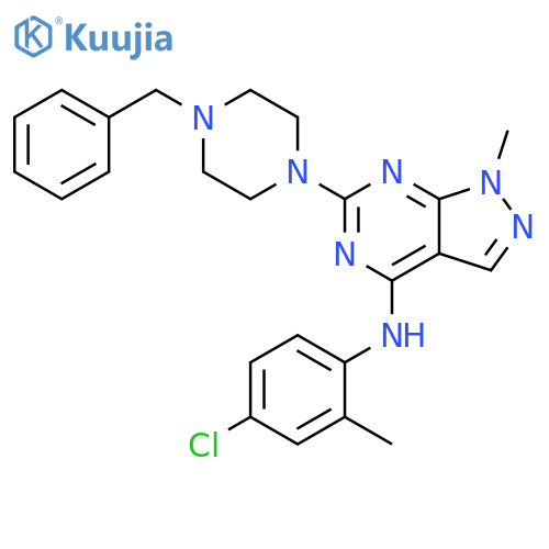 6-(4-benzylpiperazin-1-yl)-N-(4-chloro-2-methylphenyl)-1-methyl-1H-pyrazolo3,4-dpyrimidin-4-amine structure