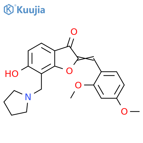 (2Z)-2-(2,4-dimethoxyphenyl)methylidene-6-hydroxy-7-(pyrrolidin-1-yl)methyl-2,3-dihydro-1-benzofuran-3-one structure