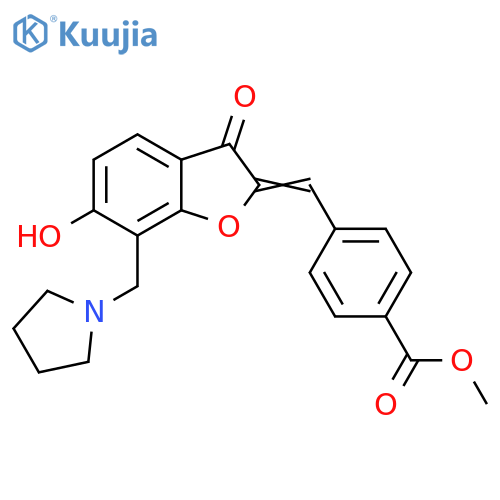methyl 4-{(2Z)-6-hydroxy-3-oxo-7-(pyrrolidin-1-yl)methyl-2,3-dihydro-1-benzofuran-2-ylidenemethyl}benzoate structure