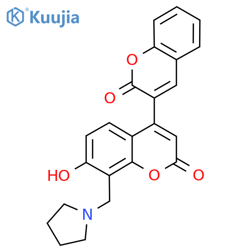 7'-hydroxy-8'-(pyrrolidin-1-yl)methyl-2H,2'H-3,4'-bichromene-2,2'-dione structure