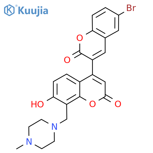 6-bromo-7'-hydroxy-8'-(4-methylpiperazin-1-yl)methyl-2H,2'H-3,4'-bichromene-2,2'-dione structure