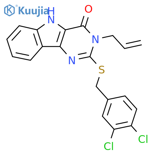 2-{(3,4-dichlorophenyl)methylsulfanyl}-3-(prop-2-en-1-yl)-3H,4H,5H-pyrimido5,4-bindol-4-one structure
