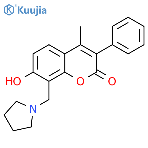 7-hydroxy-4-methyl-3-phenyl-8-(pyrrolidin-1-yl)methyl-2H-chromen-2-one structure