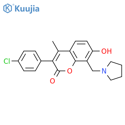 3-(4-chlorophenyl)-7-hydroxy-4-methyl-8-(pyrrolidin-1-yl)methyl-2H-chromen-2-one structure