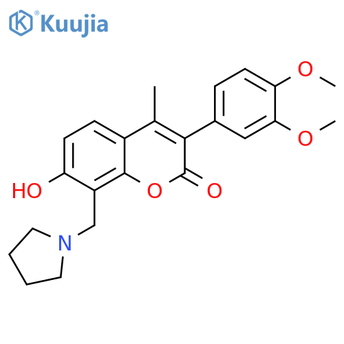 3-(3,4-dimethoxyphenyl)-7-hydroxy-4-methyl-8-(pyrrolidin-1-yl)methyl-2H-chromen-2-one structure