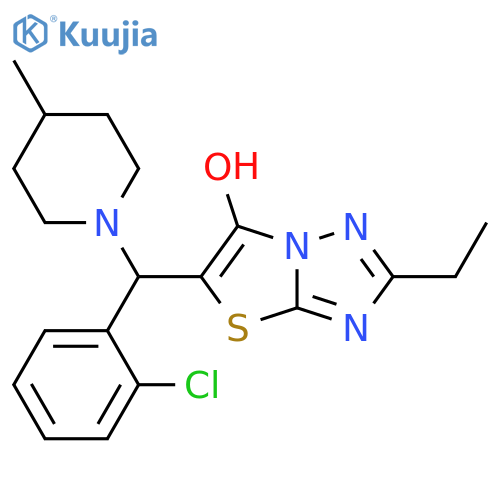 5-(2-chlorophenyl)(4-methylpiperidin-1-yl)methyl-2-ethyl-1,2,4triazolo3,2-b1,3thiazol-6-ol structure