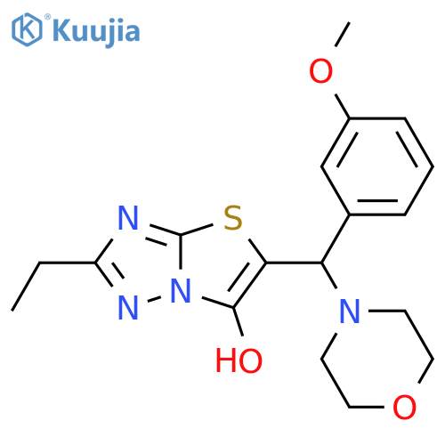 2-ethyl-5-(3-methoxyphenyl)(morpholin-4-yl)methyl-1,2,4triazolo3,2-b1,3thiazol-6-ol structure