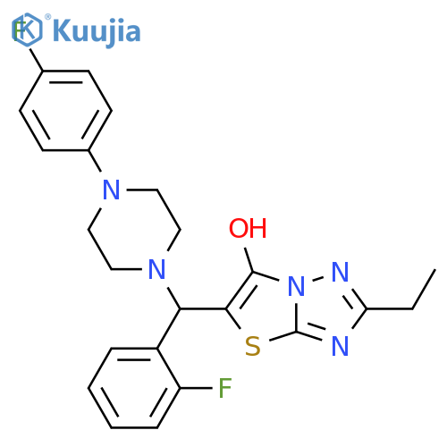 2-ethyl-5-(2-fluorophenyl)4-(4-fluorophenyl)piperazin-1-ylmethyl-1,2,4triazolo3,2-b1,3thiazol-6-ol structure