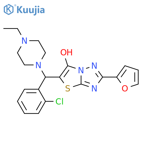5-(2-chlorophenyl)(4-ethylpiperazin-1-yl)methyl-2-(furan-2-yl)-1,2,4triazolo3,2-b1,3thiazol-6-ol structure