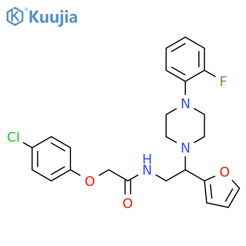 2-(4-chlorophenoxy)-N-{2-4-(2-fluorophenyl)piperazin-1-yl-2-(furan-2-yl)ethyl}acetamide structure