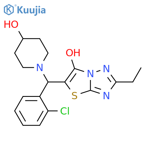 1-(2-chlorophenyl)({2-ethyl-6-hydroxy-1,2,4triazolo3,2-b1,3thiazol-5-yl})methylpiperidin-4-ol structure