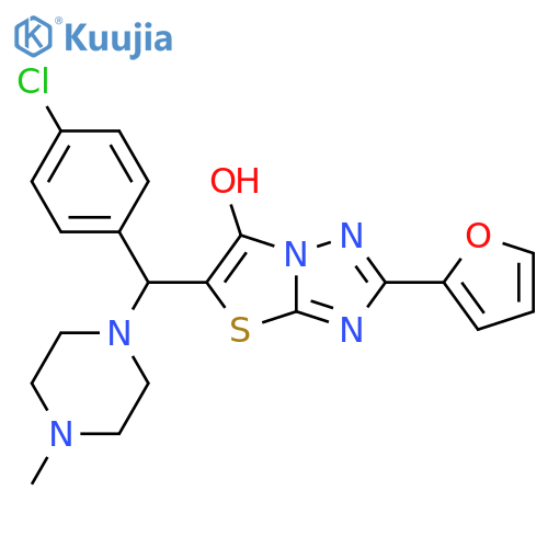 5-(4-chlorophenyl)(4-methylpiperazin-1-yl)methyl-2-(furan-2-yl)-1,2,4triazolo3,2-b1,3thiazol-6-ol structure