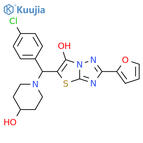 1-(4-chlorophenyl)2-(furan-2-yl)-6-hydroxy-1,2,4triazolo3,2-b1,3thiazol-5-ylmethylpiperidin-4-ol structure
