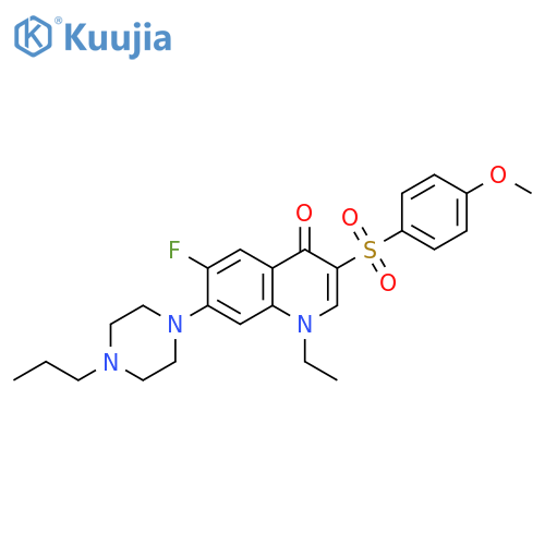 1-ethyl-6-fluoro-3-(4-methoxybenzenesulfonyl)-7-(4-propylpiperazin-1-yl)-1,4-dihydroquinolin-4-one structure