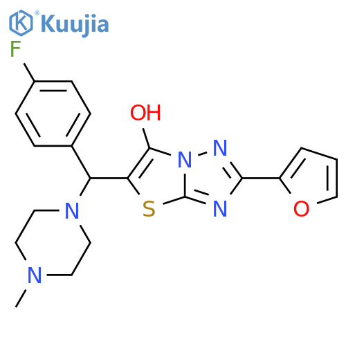 5-(4-fluorophenyl)(4-methylpiperazin-1-yl)methyl-2-(furan-2-yl)-1,2,4triazolo3,2-b1,3thiazol-6-ol structure