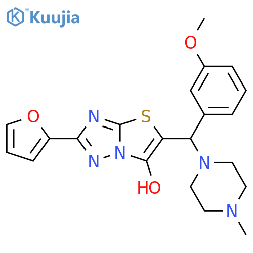 2-(furan-2-yl)-5-(3-methoxyphenyl)(4-methylpiperazin-1-yl)methyl-1,2,4triazolo3,2-b1,3thiazol-6-ol structure