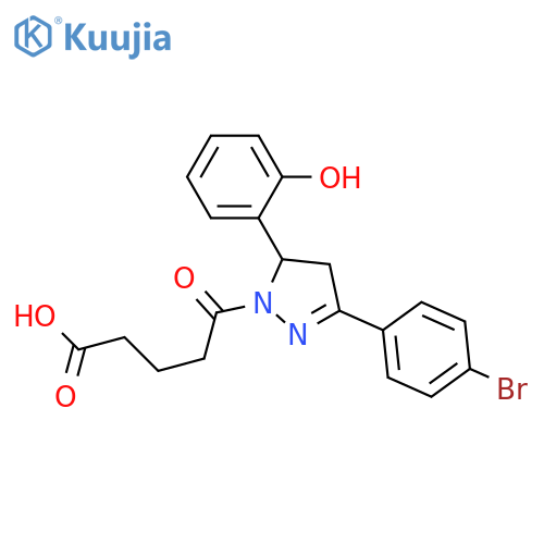 5-3-(4-bromophenyl)-5-(2-hydroxyphenyl)-4,5-dihydro-1H-pyrazol-1-yl-5-oxopentanoic acid structure